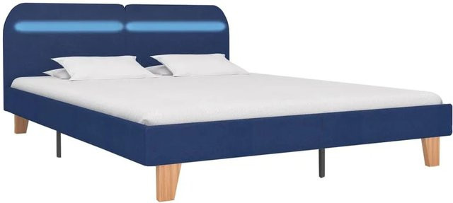 vidaXL Bettgestell mit LED-Beleuchtung in Blau aus Stoff und Holz, B/T/H: 180 x 200 x 80 cm - Bild 1