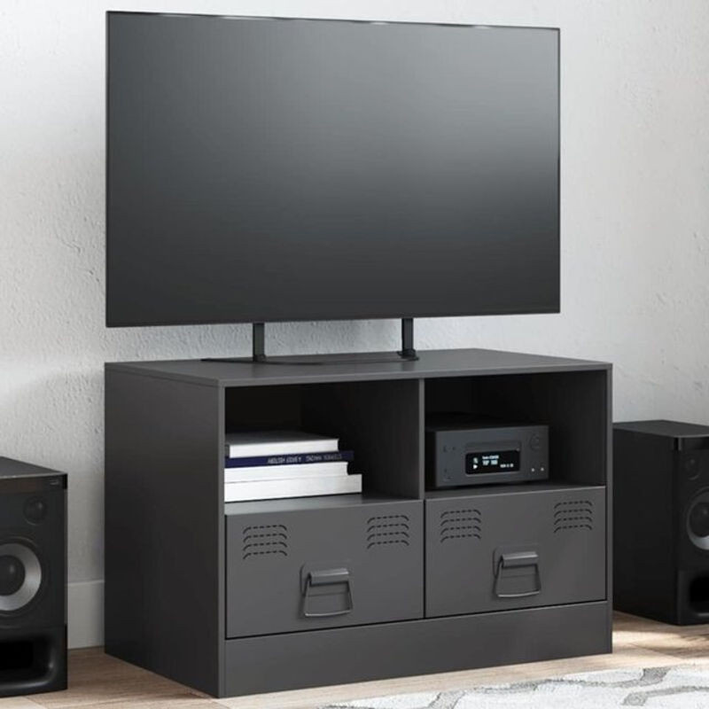 Vidaxl TV-Schrank aus Stahl in Schwarz im Industrial Design, B/T/H: 67 x 39 x 44 cm - Bild 1
