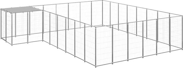 vidaXL Hundezwinger aus Stahl in Silber, wetterfest, B/T/H: 4,4 x 4,4 x 1,1 m - Bild 1
