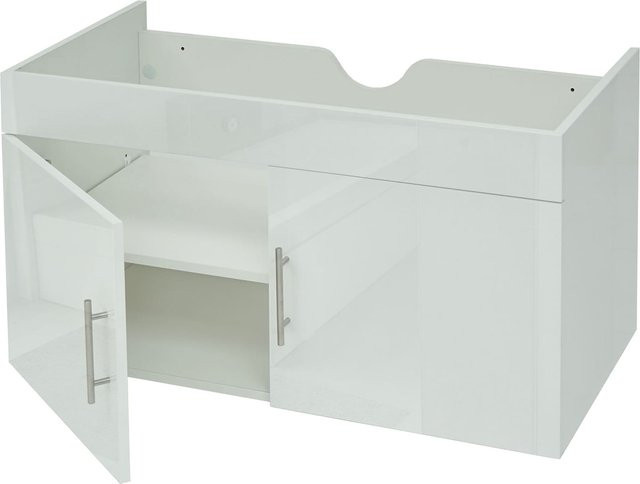 Waschbeckenunterschrank MCW-D16 Badmöbel MVG in Weiß Hochglanz, Breite: 90 cm - Bild 1