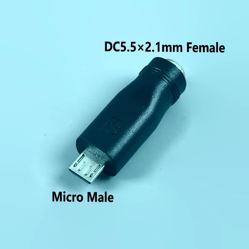 YuXi Stromadapter Konverter DC 5,5x2,1mm auf Micro-USB und USB-C in Schwarz - Bild 2