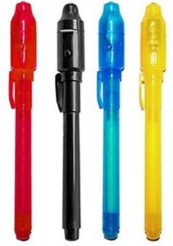 Exquiste life 2 in 1 UV-Leuchtstift Set mit unsichtbarer Tinte, 4 Stück, Blau und Mehrfarbig - Bild 1