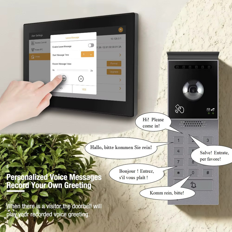 Tuya Wifi Smart Home Video Türtelefon mit 1080P Kamera und 7 Zoll Touch Monitor als 2-Draht Sicherheitssystem in Schwarz - Bild 3
