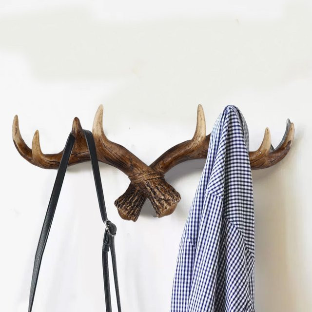 VIBRATITE Nordic Vintage Deer Wandhaken aus Harz in Weiß und Braun zur Aufbewahrung von Schlüsseln, Hüten und Kleidung - Bild 1