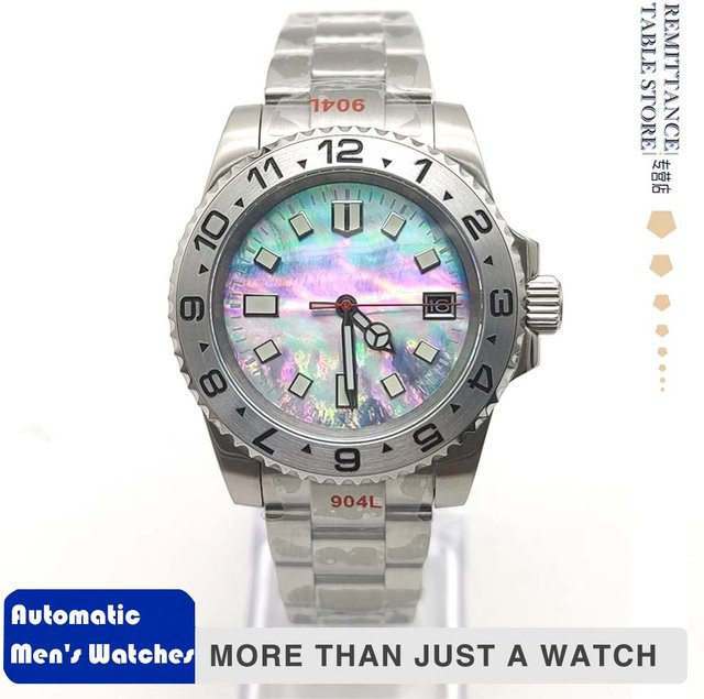 Parnsrpe Armbanduhr Automatik, Edelstahl, Perlmutt, 40 mm, Herren - Bild 1