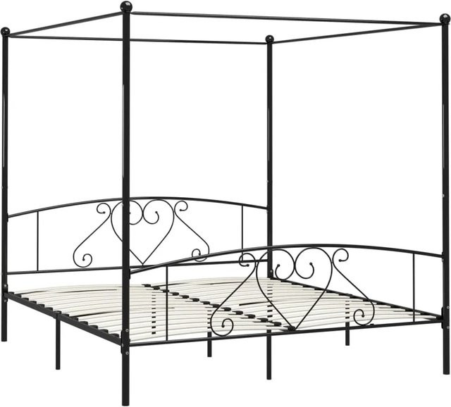 vidaXL Himmelbett-Gestell aus Metall in Schwarz, B/T: 200 x 200 cm - Bild 1