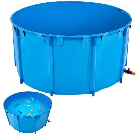 VEVOR Canvas Fischteich in Blau, faltbarer PVC Koi-Teich mit stabilem Gestell und Ablassventil, 818 Gallonen Kapazität für Aquakultur und Koi-Zucht - Bild 1