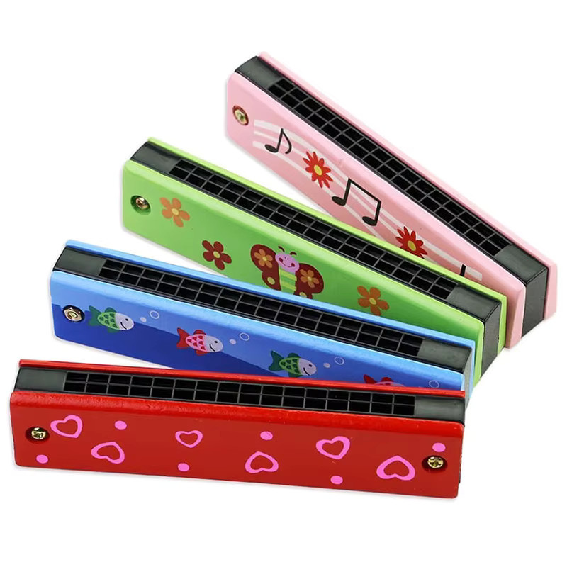 JOKEJOLLY Holz Mundharmonika Musikinstrument Spielzeug Bunt / Mehrfarbig - Bild 3