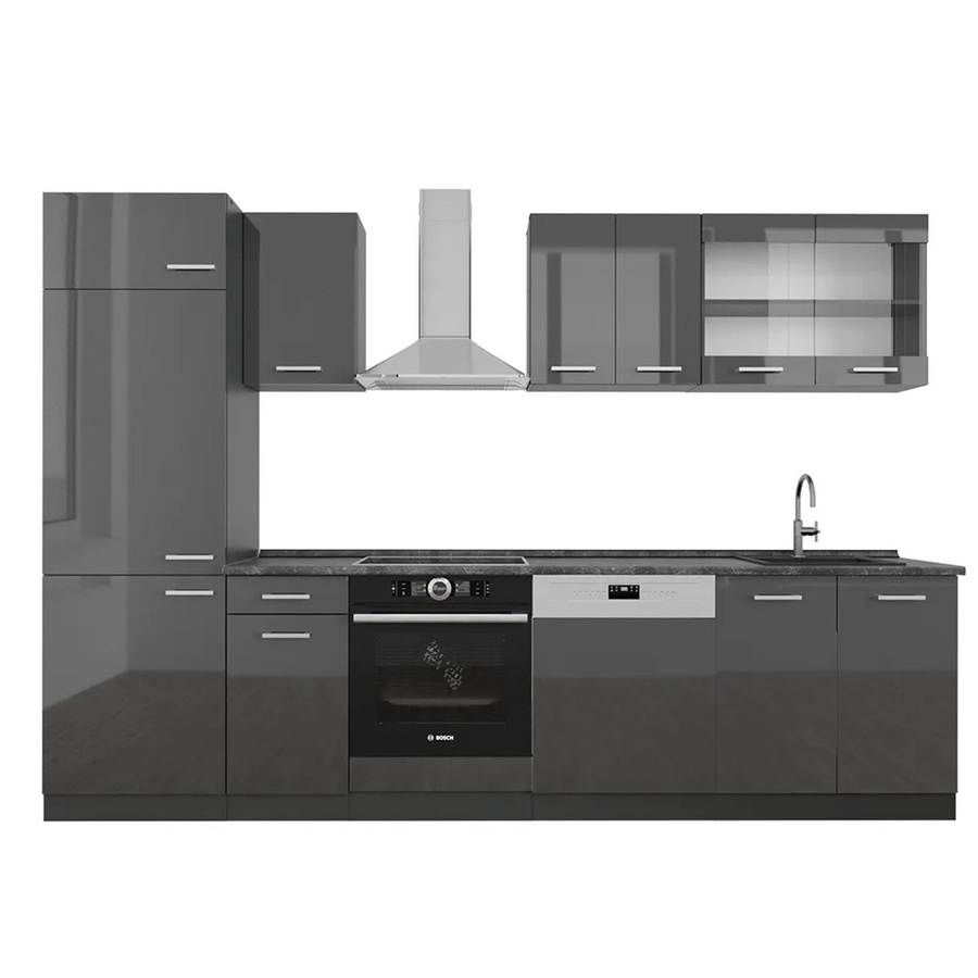 Vicco R-Line Küchenzeile Anthrazit Hochglanz, Breite: 300 cm - Bild 2