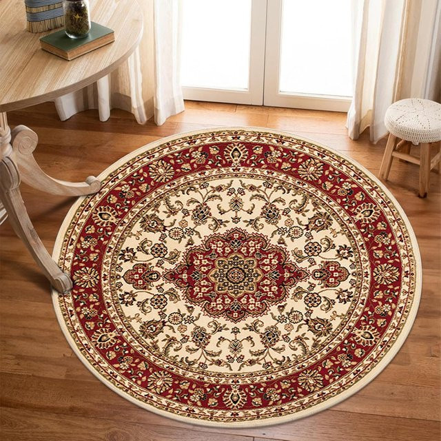 VIKAMA Runder Teppich im Ethno-Stil und Vintage-Design, Mehrfarbig, Durchmesser: 60 cm - Bild 1