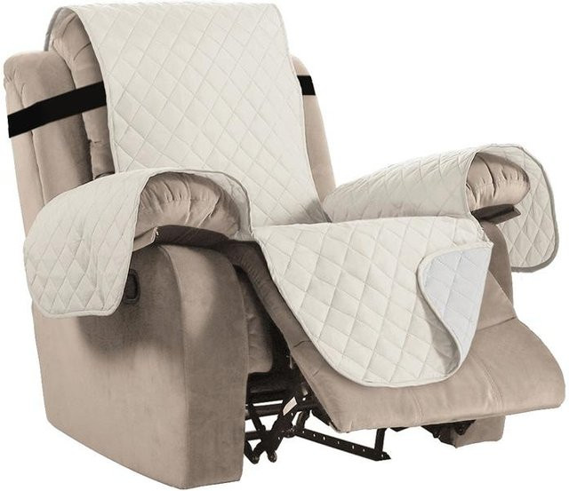 Beige Sesselbezug aus Mikrofaser für 1-3 Sitzer Relaxsofas und Armchairs, rutschfest und waschbar - Bild 1