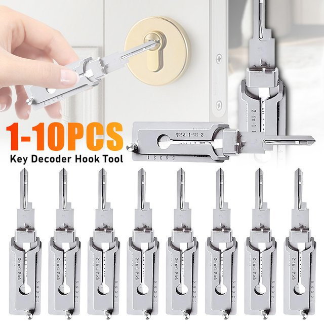 APWIKOGER 2 in 1 Präzisions-Haken und Pick Set mit Schlüssel-Decoder aus Edelstahl, Farbe: Silber - Bild 1