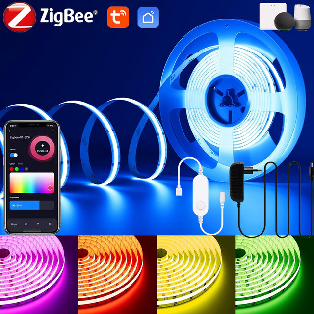 YSRSAI Zigbee COB LED Streifen RGB Multicolour DC24V mit 840 LEDs/m für TV, Schlafzimmer und Party, kompatibel mit Google Assistant und Amazon Alexa - Bild 1