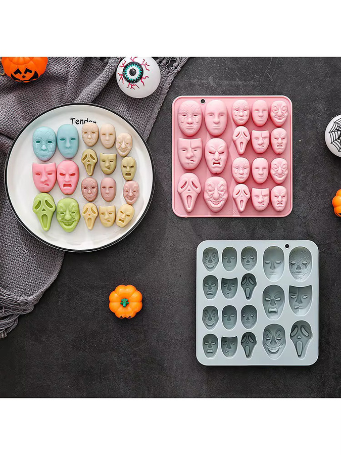 VERIDIAN Silikonform mit 18 Masken-Motiven in verschiedenen Größen für Fondant, Schokolade und Epoxidharz, Mehrfarbig - Bild 3