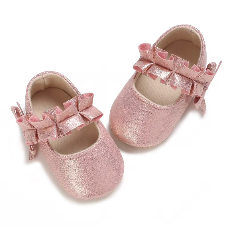 VALEN·SINA Babyschuhe für Mädchen mit Schleife und weicher Sohle in Gold - Bild 2