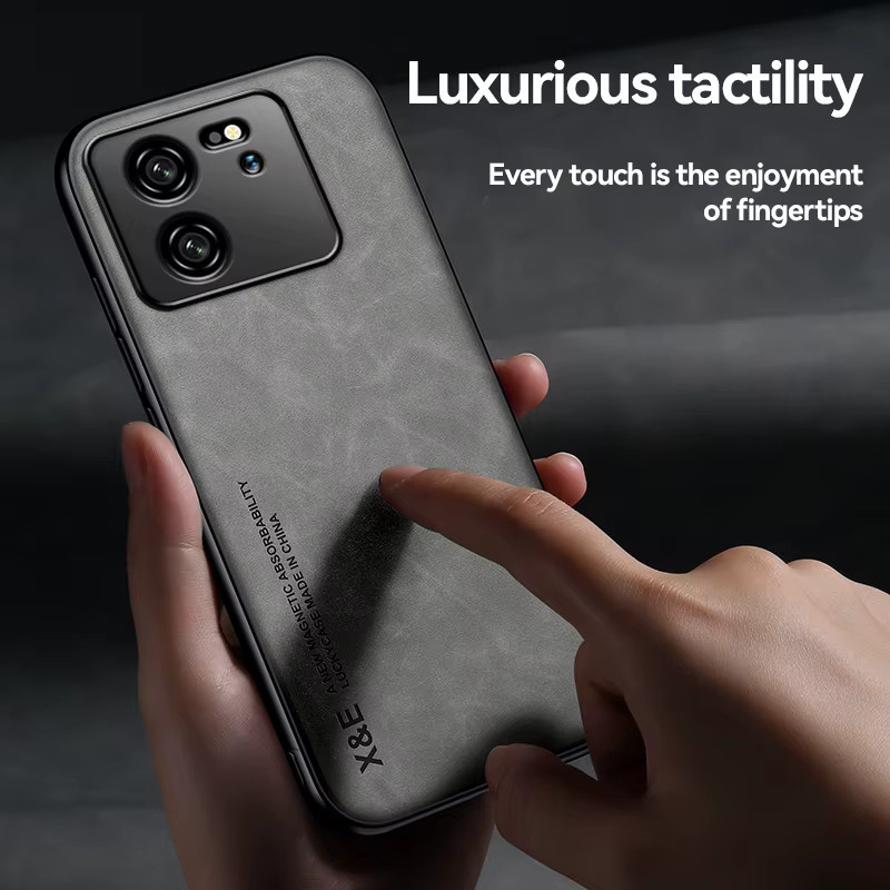 Stoßfeste Schutzhülle für Xiaomi 13T Pro mit integriertem magnetischem Auto-Halter in Grau - Bild 3