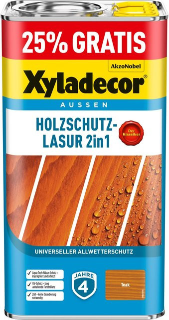Xyladecor Holzschutz-Lasur 2in1 Teak matt in Braun, 5 l - Bild 1