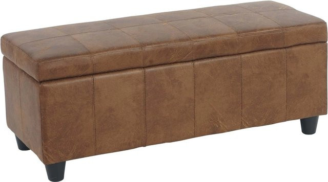 MCW Aufbewahrungstruhe Kriens Sitzbank aus Wildlederimitat in Braun/Beige, B/T/H: 114 x 45 x 45 cm - Bild 1