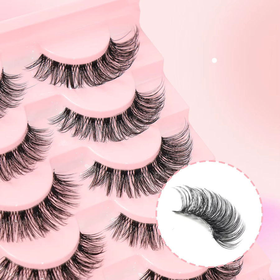 Batownly Künstliche Wimpern, 7 Paar, Schwarz, Natürlich - Bild 2