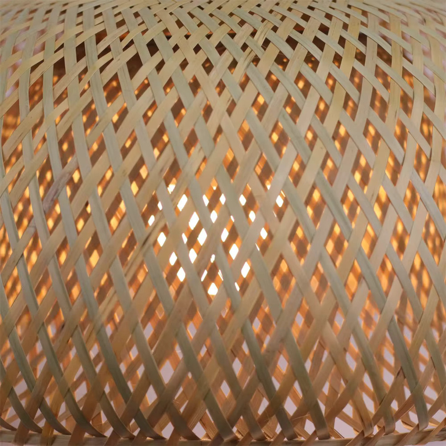 JOYINLED Handgefertigter Bambus-Rattan-Kronleuchter in Braun mit warmweißem LED-Licht, Kreative Geflochtene Hängelampe im Dome-Design - Bild 2