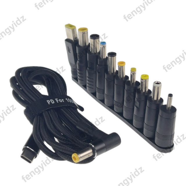 Fengyidz USB Typ C auf universelles Laptop-Netzteil-Ladekabel, 100 W, Schwarz - Bild 1
