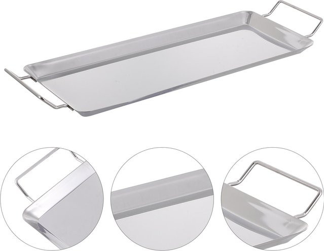 Extra dicke Edelstahl Grillplatte mit Antihaftbeschichtung in Silber für Camping und Grillen - Bild 1