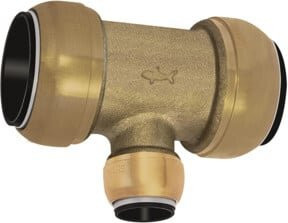 Riegler T-Reduzierverbindung Sharkbite aus Messing für Rohr-Ø 42 mm und Rohr-Ø 35 mm in Gold - Bild 1