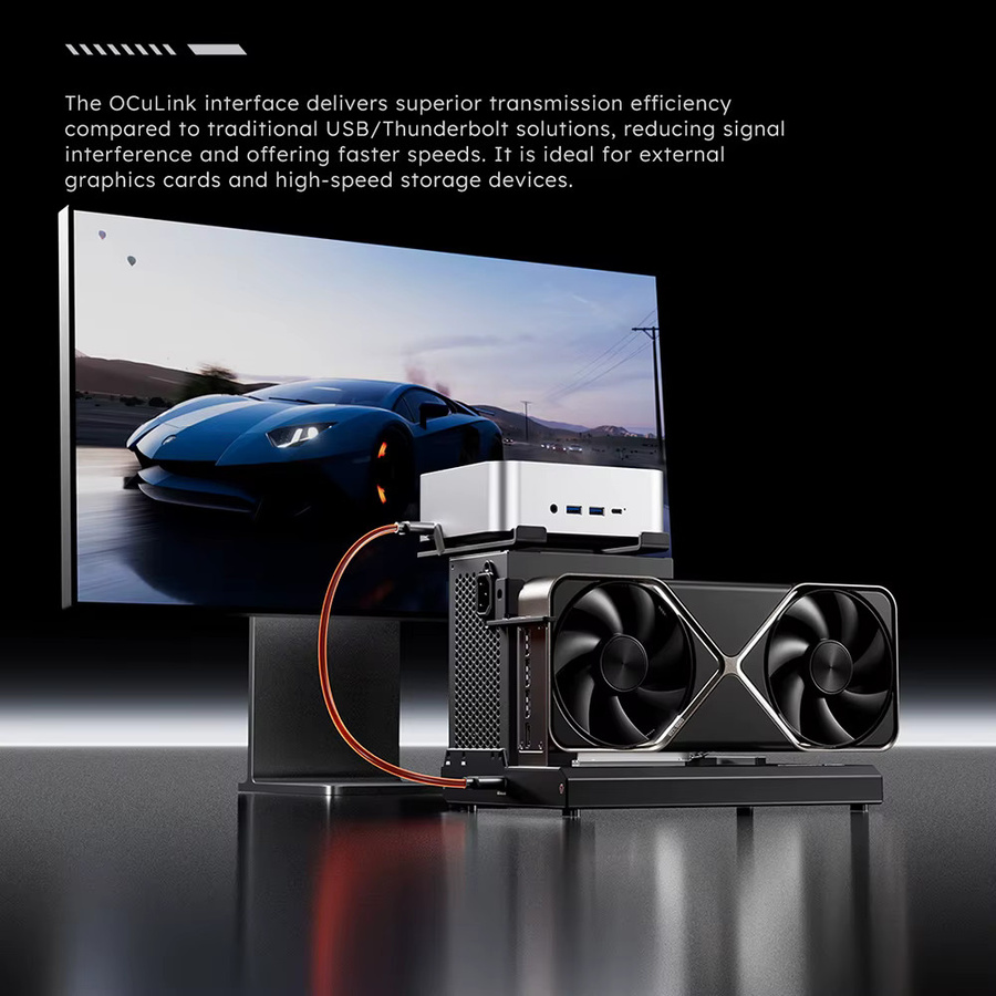 AOOSTAR EG01 EGPU-Dock mit Oculink und Thunderbolt 5 Anschluss für externe Grafikkarten PCIe 4.0x4 Schwarz - Bild 4