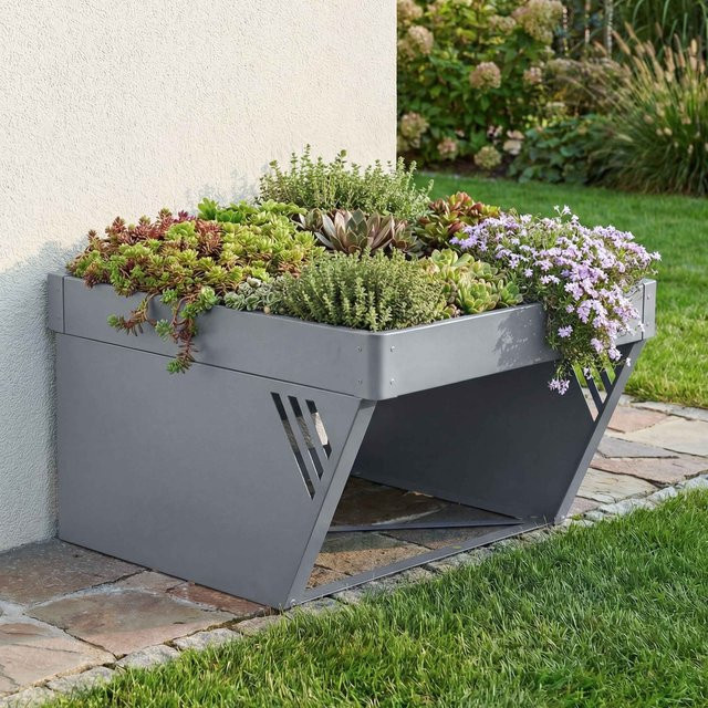 MCW Mähroboter-Garage P41 mit Pflanzkasten und Dach aus Metall, Grau, B/T/H: 40 x 60 x 70 cm - Bild 1