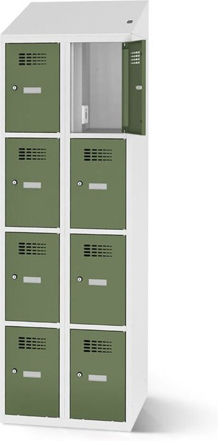 rotstahl Fächerschrank mit Ladefunktion und 8 Fächern in Hellgrün, B/H: 80 x 200 cm - Bild 1