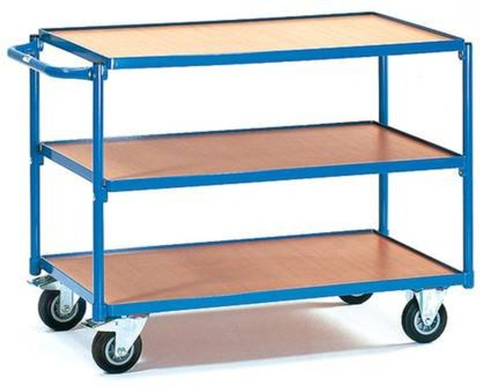 Fetra Tischwagen 2950 mit 3 Etagen in Blau und Buche, Tragkraft 300 kg, B: 50 cm, T: 85 cm, H: 36 cm - Bild 3