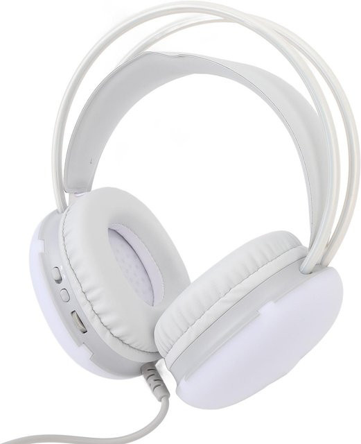 CosyHome Gaming Headset mit RGB Regenbogenbeleuchtung, kabelgebundenes Over-Ear Kopfhörer mit Mikrofon und verstellbarem Kopfbügel für PC, Weiß - Bild 1