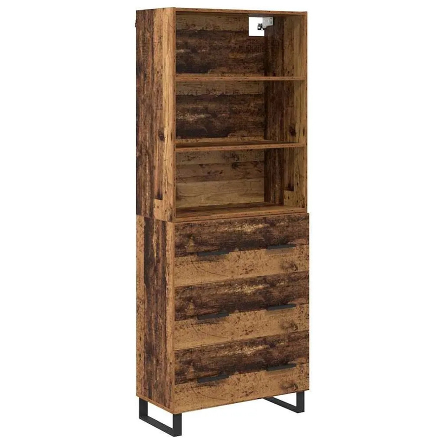 vidaXL Highboard Altholz in Braun mit internen Regalen, B/T/H: 69,5 x 34 x 180 cm - Bild 2