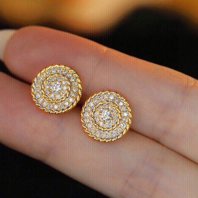 YIRAN Jewelry Steckerohrringe, Zirkonia, Gold, Kupfer, Damen - Bild 1
