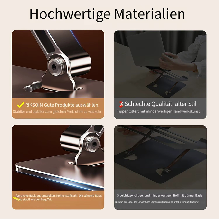 Laptop Stand Silver 360 Grad drehbar und höhenverstellbar, ergonomischer Notebook Holder für bis zu 18 Zoll Laptops und MacBook, Desktop Bracket für Gaming und Office - Bild 4