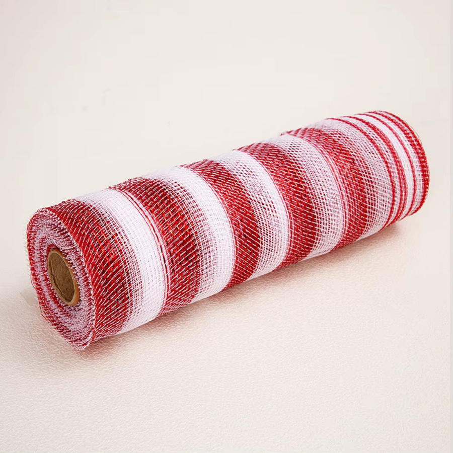 LEENKEA Weihnachtsdeko-Netzrolle in Rot, Weiß und Blau für Kränze, Schleifen und Swags, Breite: 26 cm, Länge: 9,14 m - Bild 1