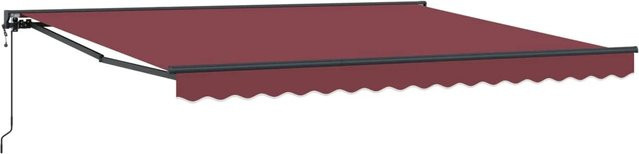 vidaXL Einziehbare Markise Bordeauxrot aus Polyester und Metall, B/T: 400 x 300 cm - Bild 1