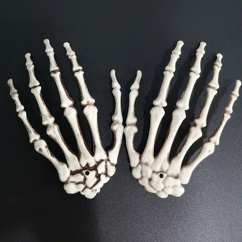 1 Paar realistische lebensgroße Skeletthände aus Kunststoff in Retro-Farbe von LCAuto parts, B/H: 15,5 x 10 cm - Bild 1
