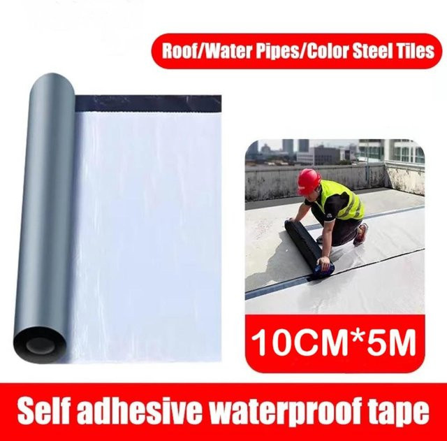 Haohangle25 Butyl-Dichtband zur Reparatur von Dachlecks, wasserdicht, Farbe: Silber, Breite: 10 cm, Länge: 5 m - Bild 1
