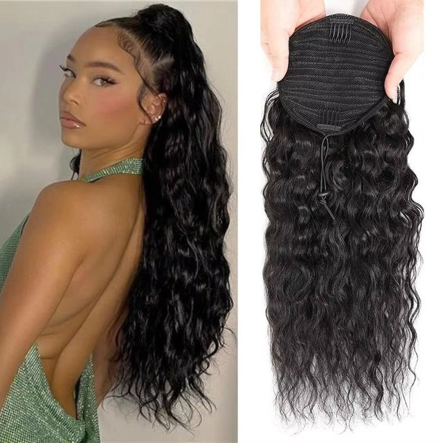Dula A Hair Echthaar-Ponytail Clip-in, Wasserwellen, Schwarz, Damen - Bild 1