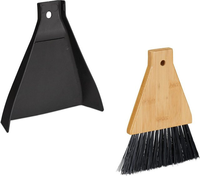Relaxdays Tischkehrset aus Bambus und Kunststoff in Schwarz, 2er Set, B/T/H: 16,5 x 15 x 4 cm - Bild 1