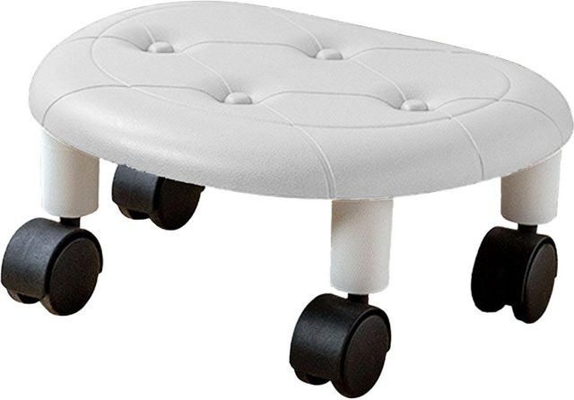 Rollbarer Hocker von OutsideWorld in Weiß mit PU-Oberfläche und Universalrädern für Wohnzimmer und Kinderzimmer - Bild 1