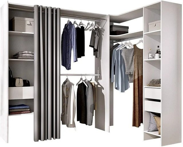Offener Kleiderschrank Gontran von Vente-unique in Weiß, Höhe: 205 cm, Breite: 164 cm, Tiefe: 141 cm - Bild 1