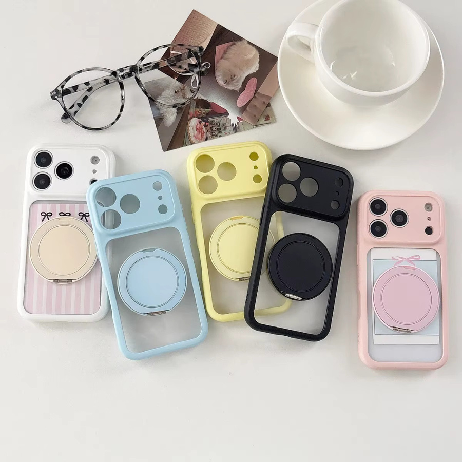szHAIyu Magnetische Handyhülle mit 360 Grad drehbarem Ringständer für iPhone 17 Air 16 Plus 15 Pro 14 13 12 11 Pro Max, Transparent/Pink - Bild 2