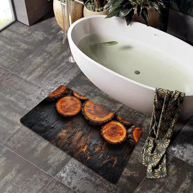 Yiran Furniture Badezimmer Fußmatte mit Retro Holzmaserung 3D-Optik, braun, B/T: 80 x 50 cm - Bild 1