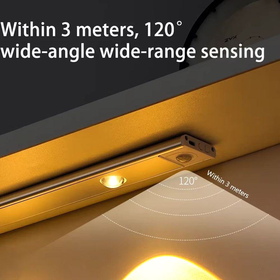 AVACOM LED Schrankleuchte mit Bewegungsmelder und USB-Wiederaufladung, ultradünne Unterbauleuchte für Schrank und Kleiderschrank - Bild 2