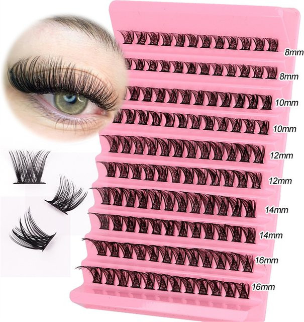 Wimpern Cluster, 120 Stück, 8-16mm, Schwarz, Natürlich, Unisex - Bild 1