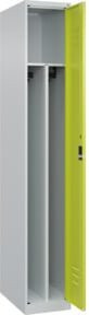 C+P Spind Classic PLUS Garderobenschrank mit 1 Abteil und Zylinderschloss, Farbe Grau/Grün, H x B x T: 185 x 30 x 50 cm - Bild 1