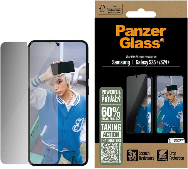 PanzerGlass Privacy Panzerglas Ultra-Wide Fit für Samsung Galaxy S25+ und S24+ in Transparent - Bild 2