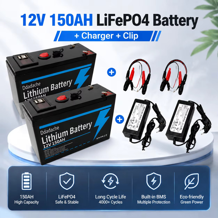 12V 150Ah LiFePO4 Lithium-Batterie in Schwarz mit über 4000 Tiefentladezyklen für Solar-Windenergiesysteme, Beleuchtung und USV-Notstromversorgung - Bild 5